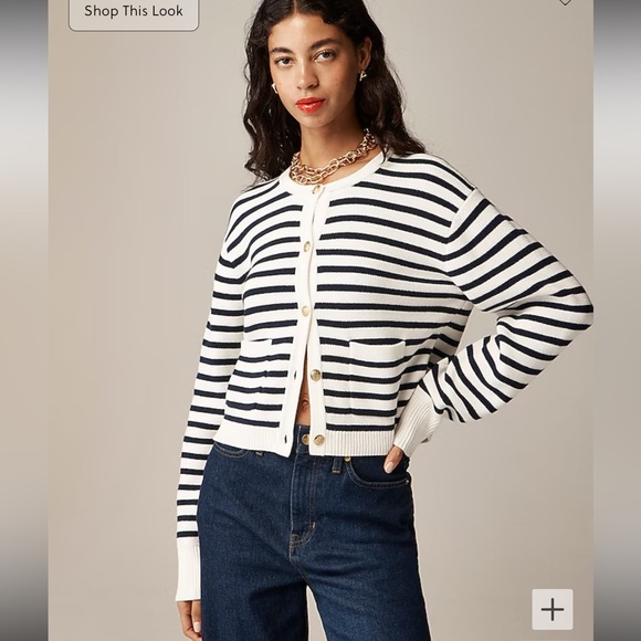 J.Crew New relaxed Emilie sweater lady jacket in stripe - Picture 3 of 8